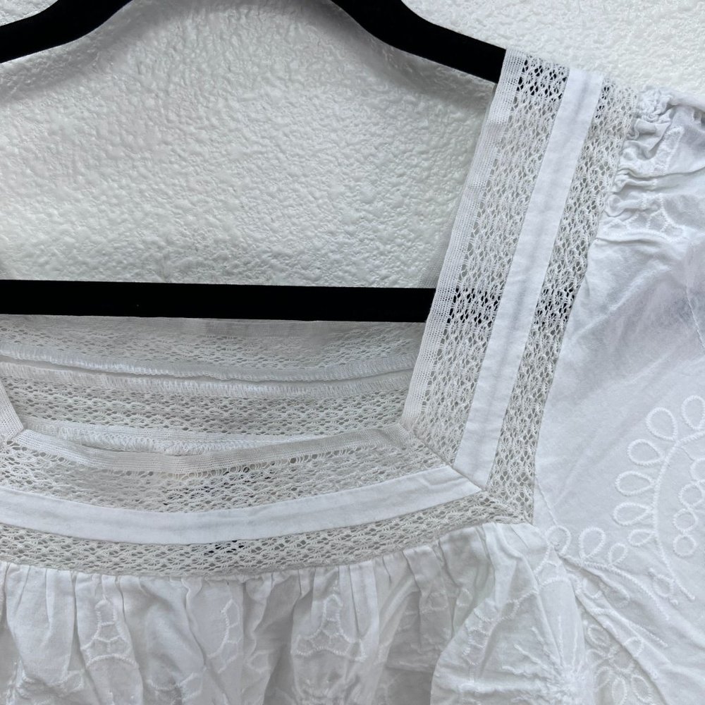 Universal Thread Eyelet white cropped ballon sleeves boho Size: M - Picture 4 of 6